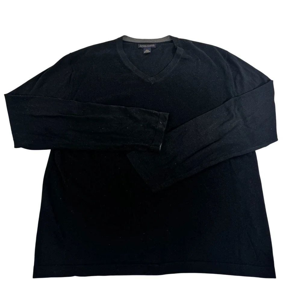 Banana Republic Black V Neck Long Sleeve‎ Cashmere Sweater Silk Cotton L